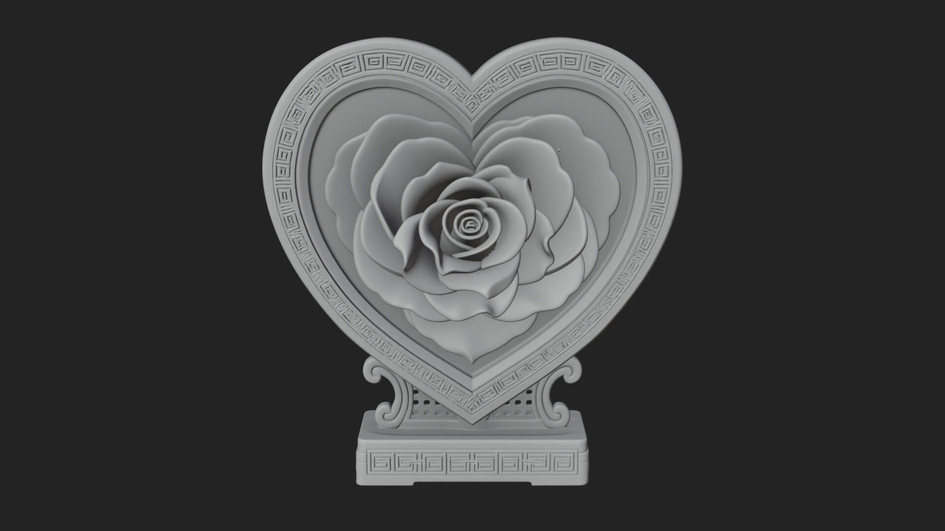 Ornate Framed Heart Plaque Design 172 3D Print Model 3D Model