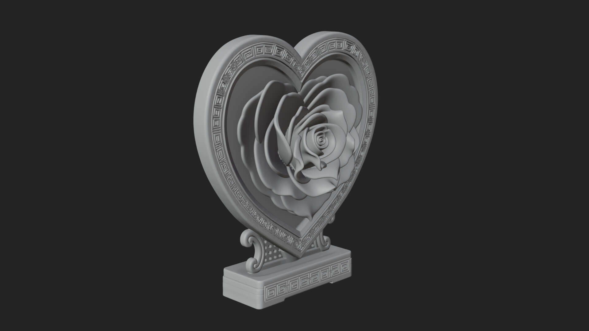 Ornate Framed Heart Plaque Design 172 3D Print Model 3D Model