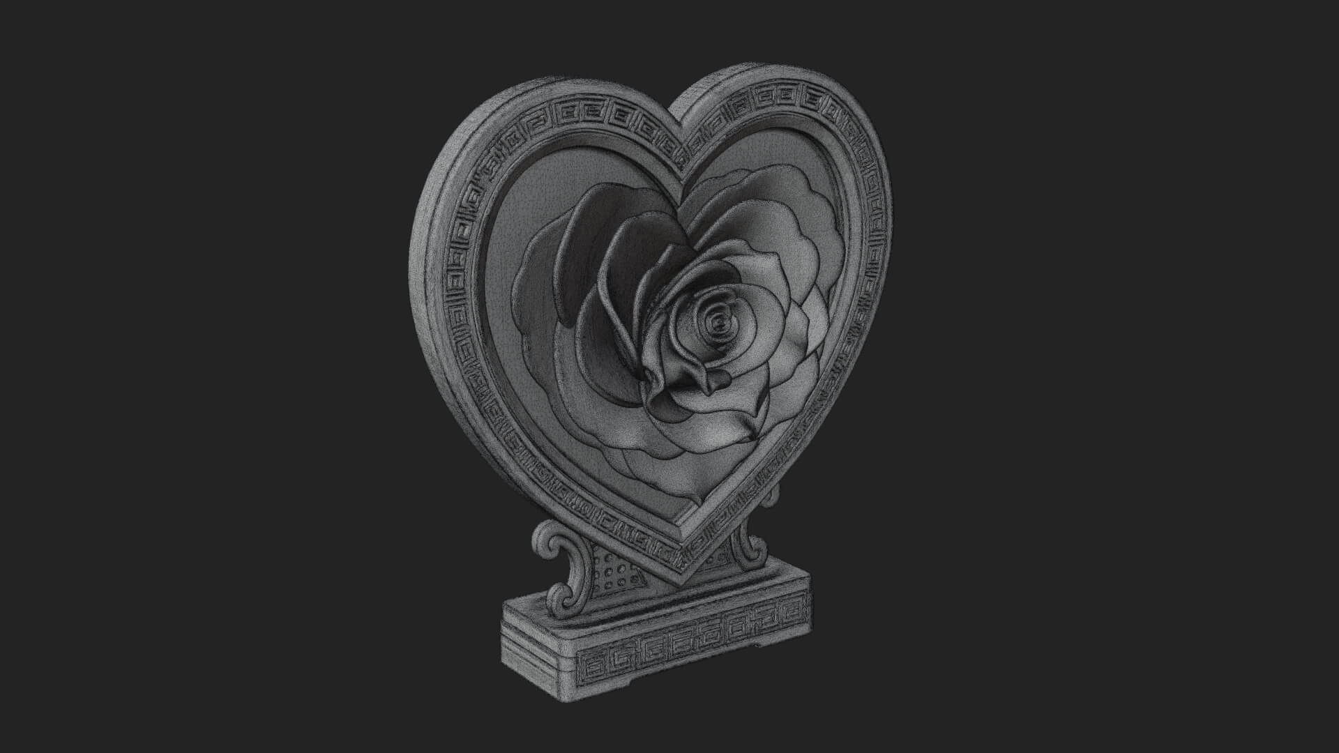 Ornate Framed Heart Plaque Design 172 3D Print Model 3D Model