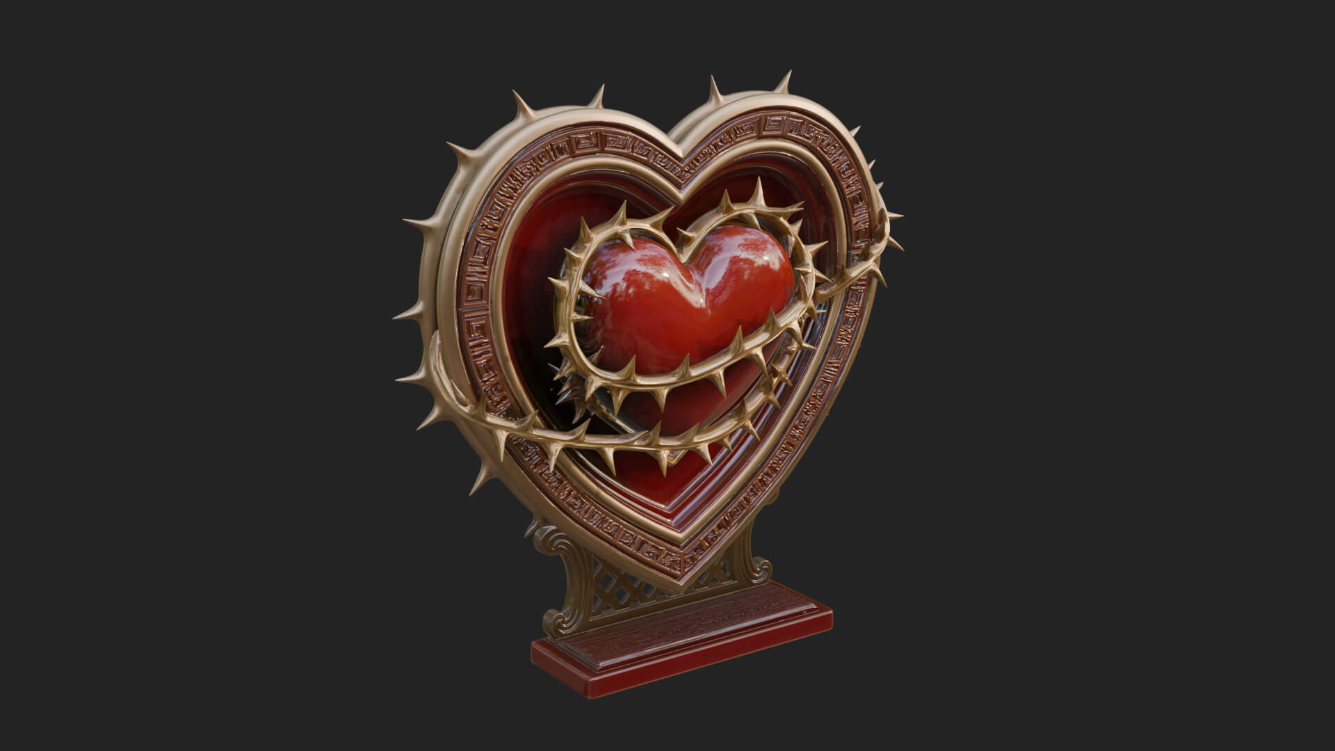 Ornate Framed Heart Plaque Design 173 3D Print Model 3D Model