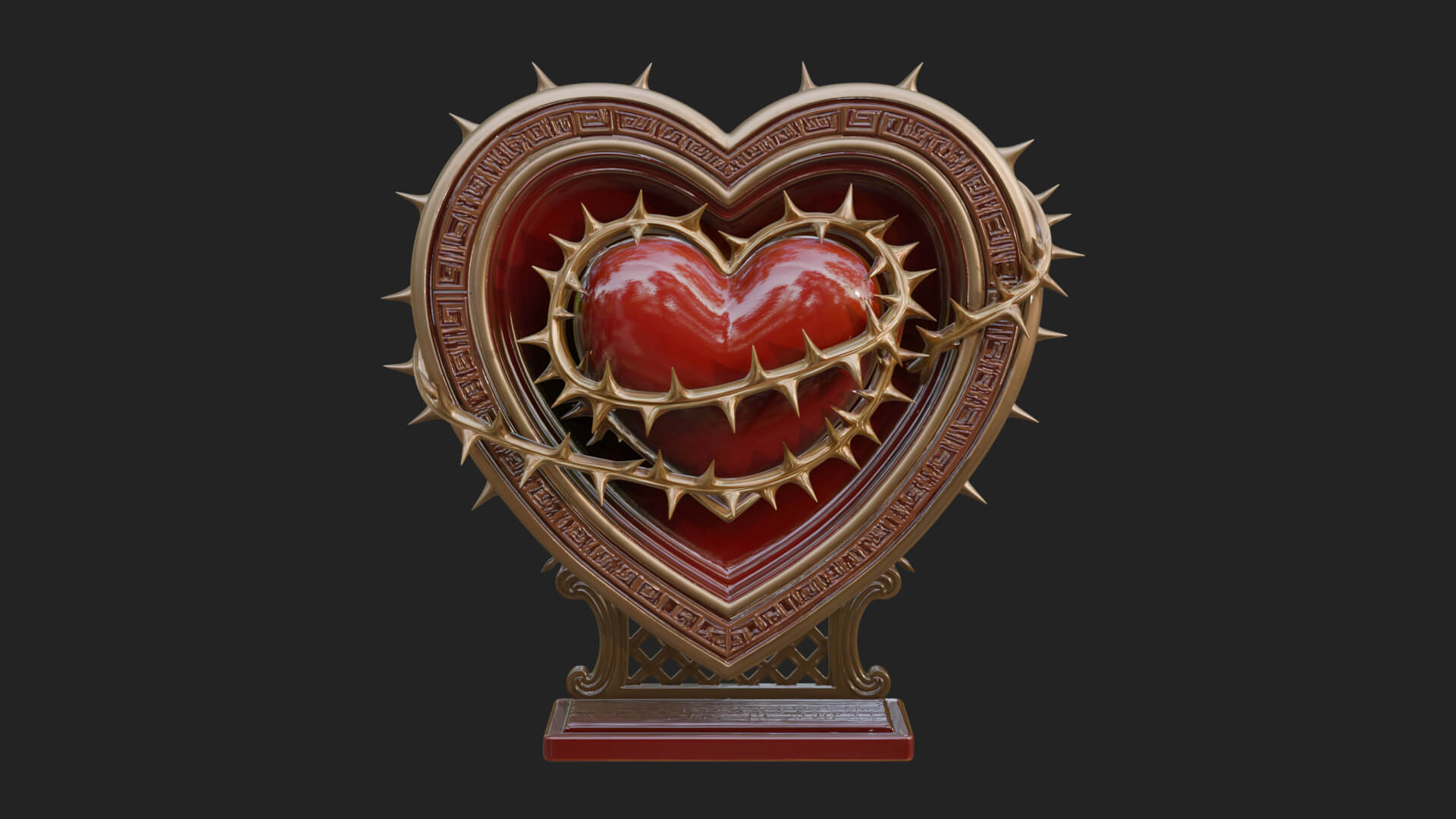 Ornate Framed Heart Plaque Design 173 3D Print Model 3D Model