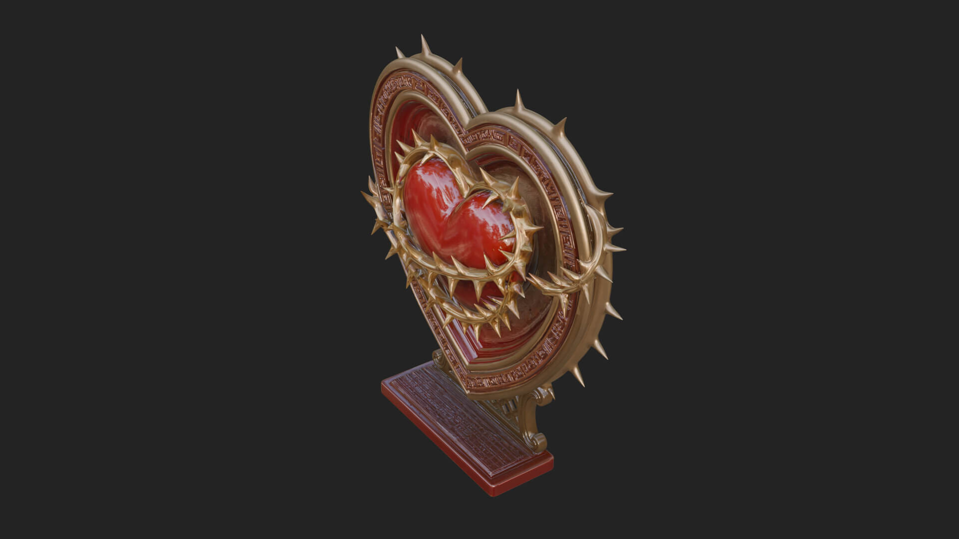 Ornate Framed Heart Plaque Design 173 3D Print Model 3D Model