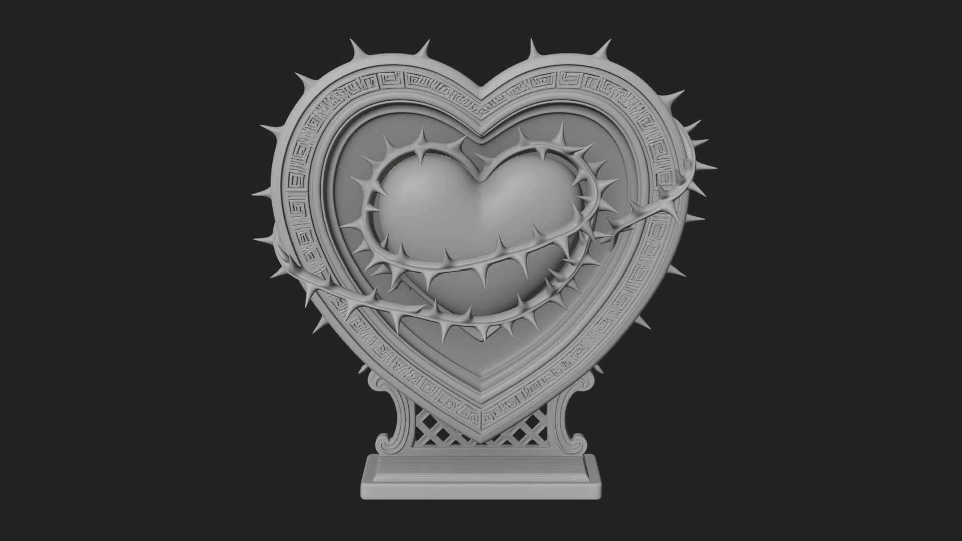 Ornate Framed Heart Plaque Design 173 3D Print Model 3D Model
