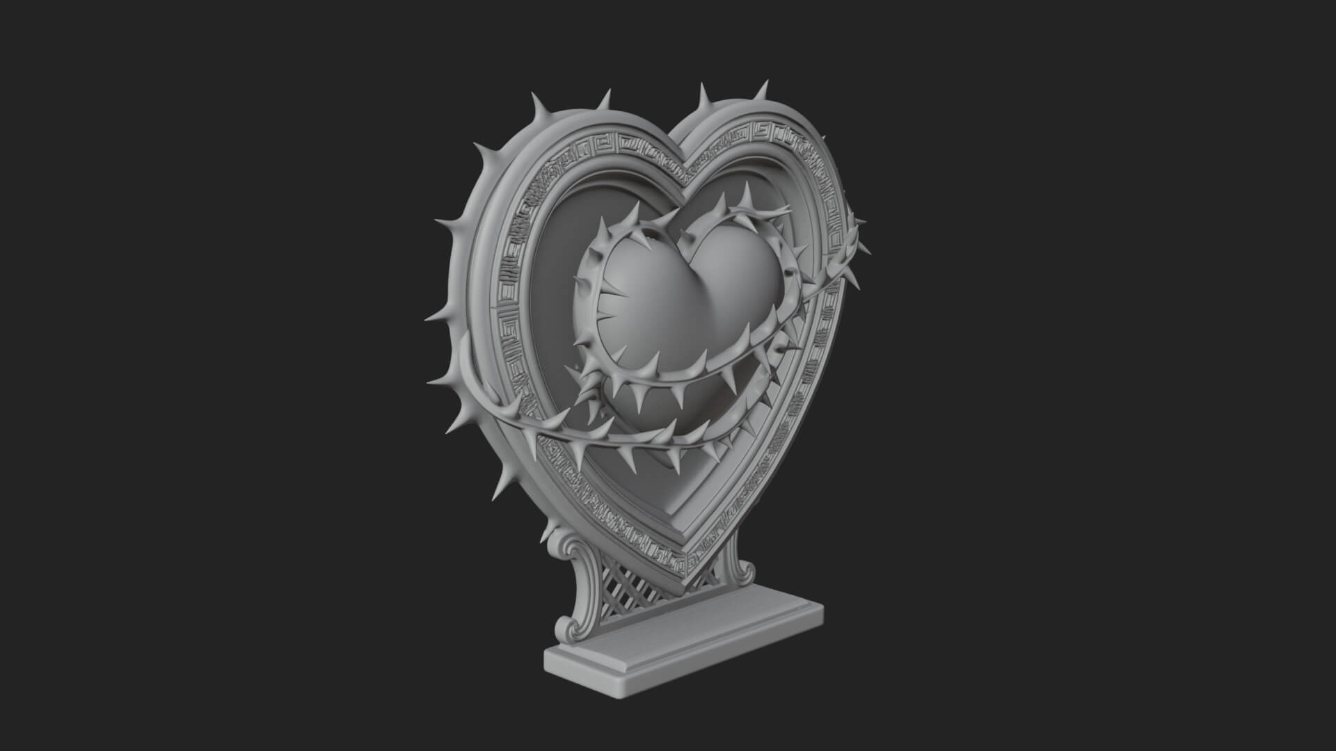 Ornate Framed Heart Plaque Design 173 3D Print Model 3D Model