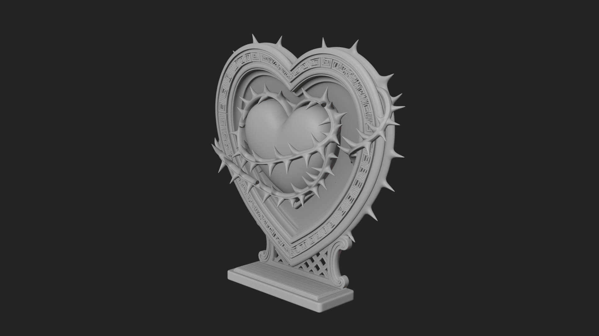 Ornate Framed Heart Plaque Design 173 3D Print Model 3D Model