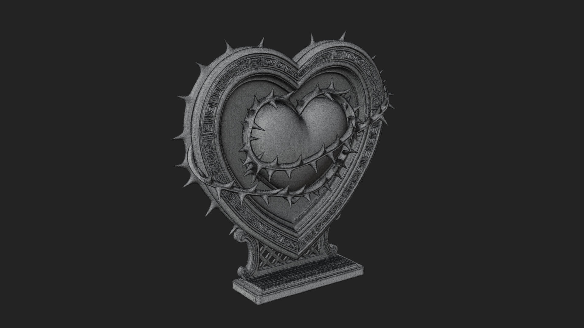 Ornate Framed Heart Plaque Design 173 3D Print Model 3D Model