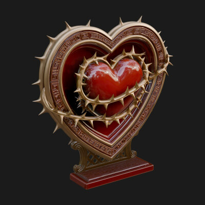 Ornate Framed Heart Plaque Design 173 3D Print Model