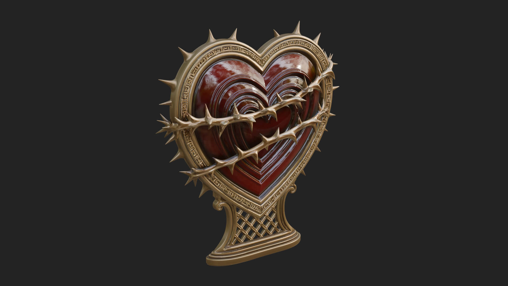 Ornate Framed Heart Plaque Design 174 3D Print Model 3D Model