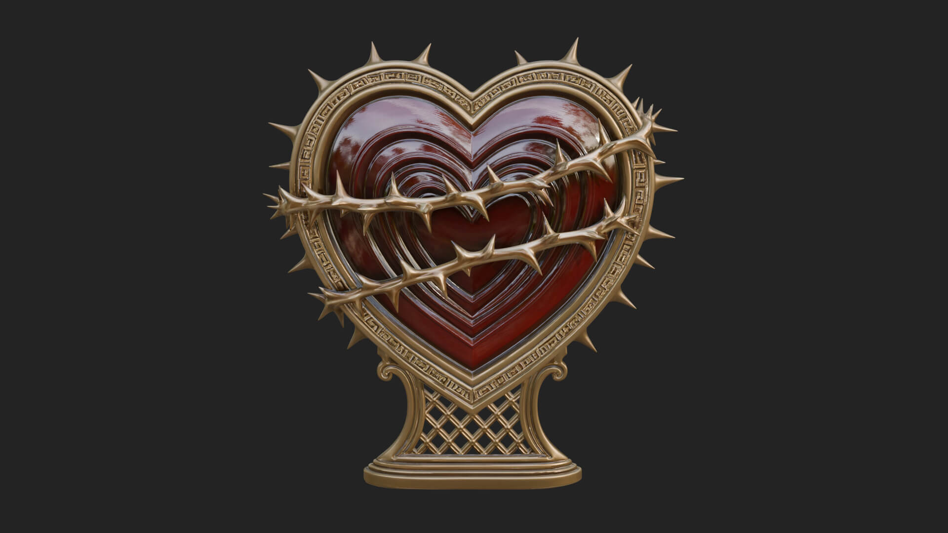 Ornate Framed Heart Plaque Design 174 3D Print Model 3D Model