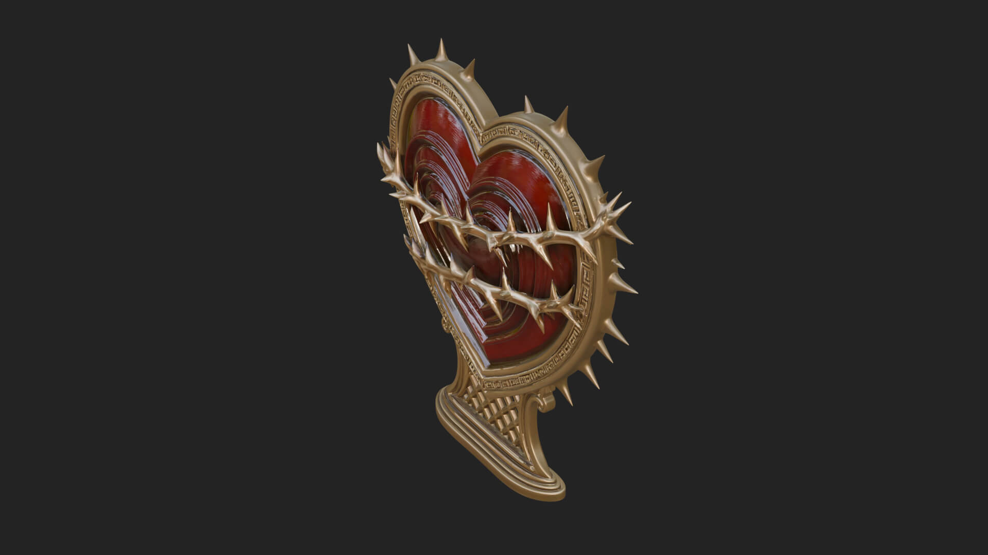 Ornate Framed Heart Plaque Design 174 3D Print Model 3D Model