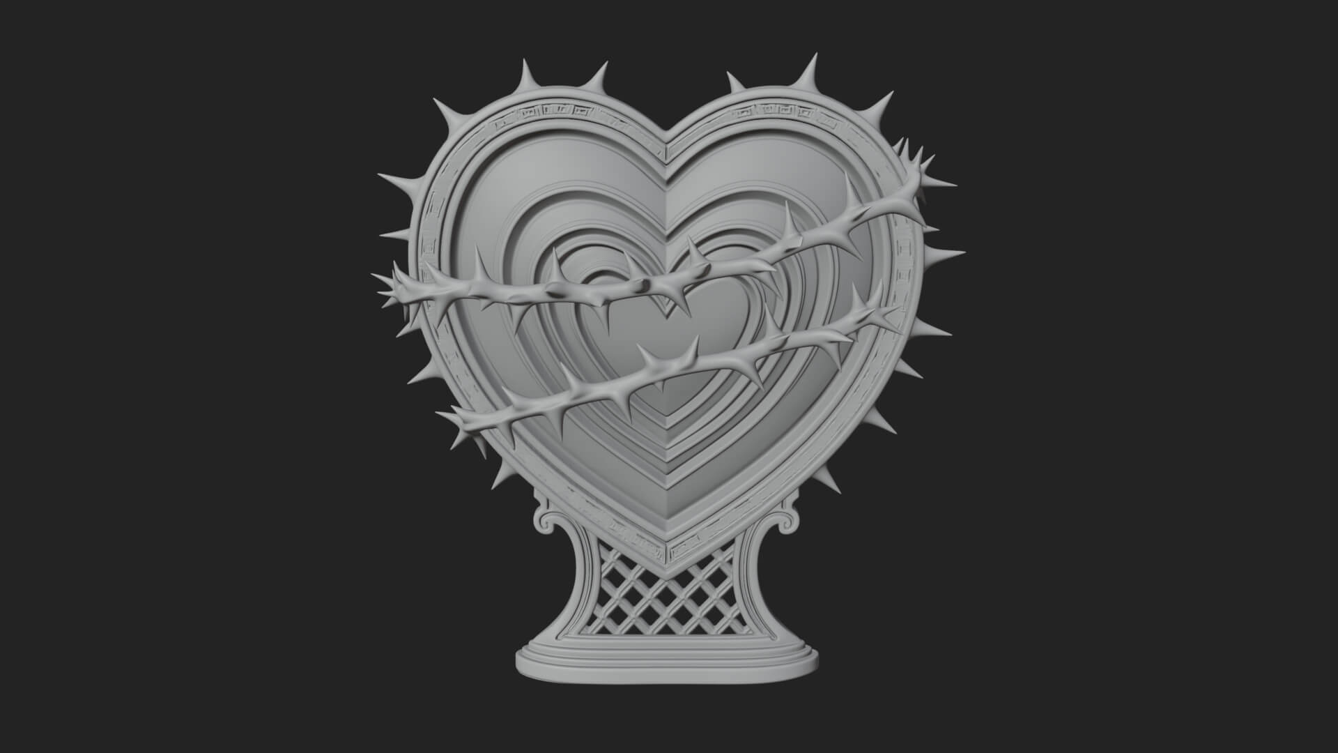 Ornate Framed Heart Plaque Design 174 3D Print Model 3D Model