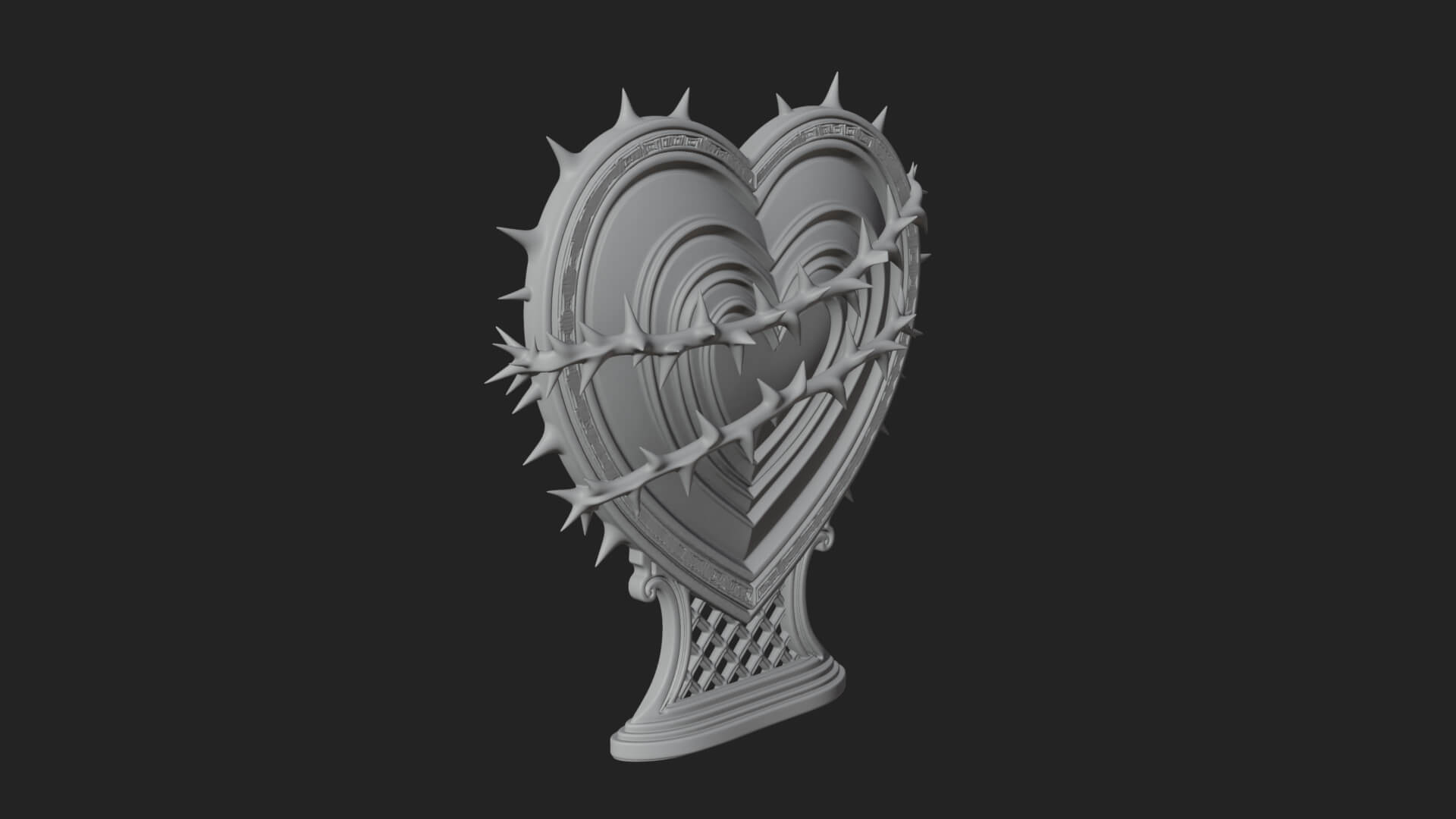 Ornate Framed Heart Plaque Design 174 3D Print Model 3D Model