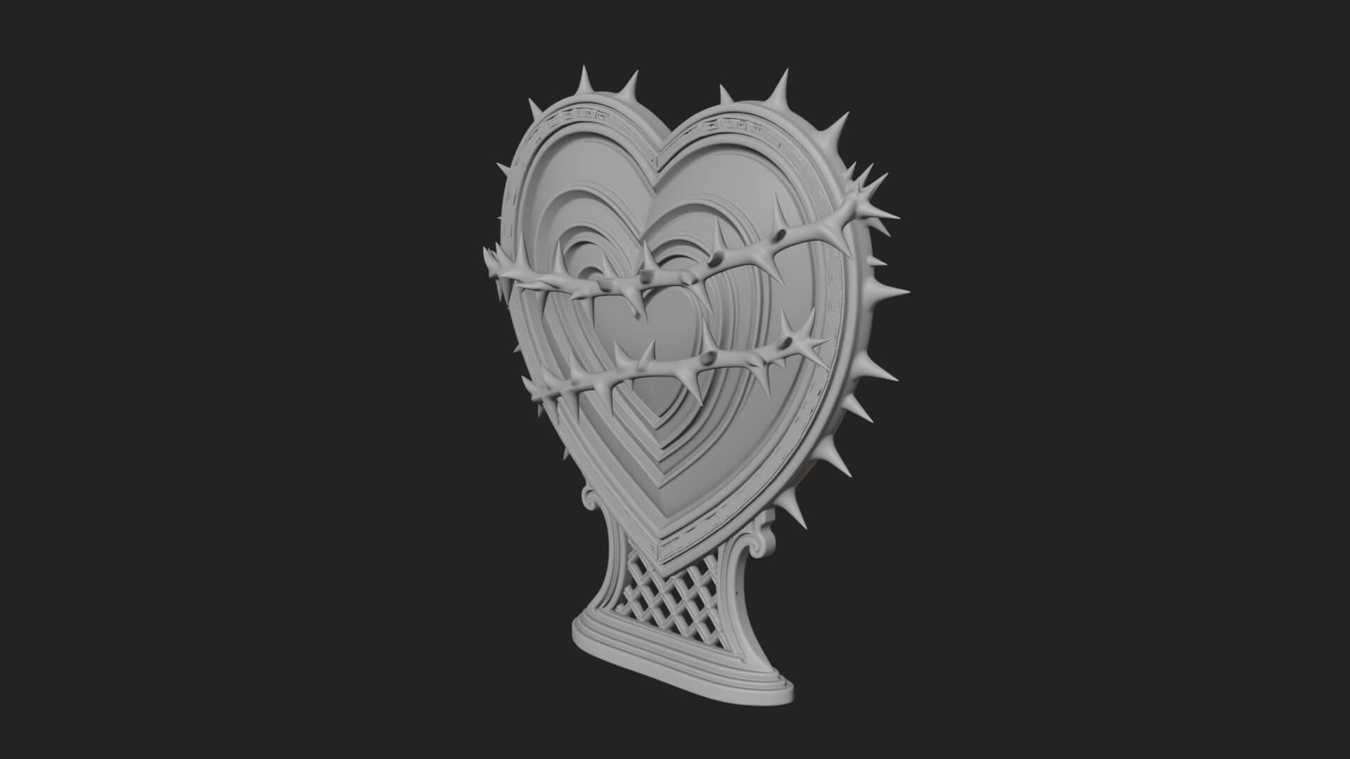 Ornate Framed Heart Plaque Design 174 3D Print Model 3D Model