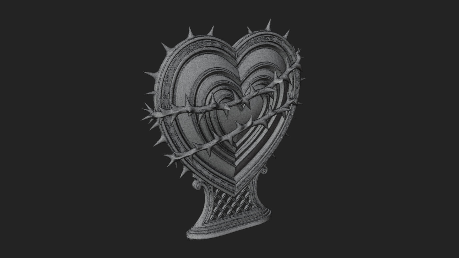 Ornate Framed Heart Plaque Design 174 3D Print Model 3D Model