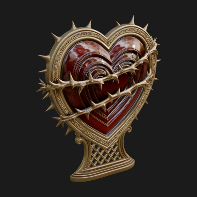 Ornate Framed Heart Plaque Design 174 3D Print Model