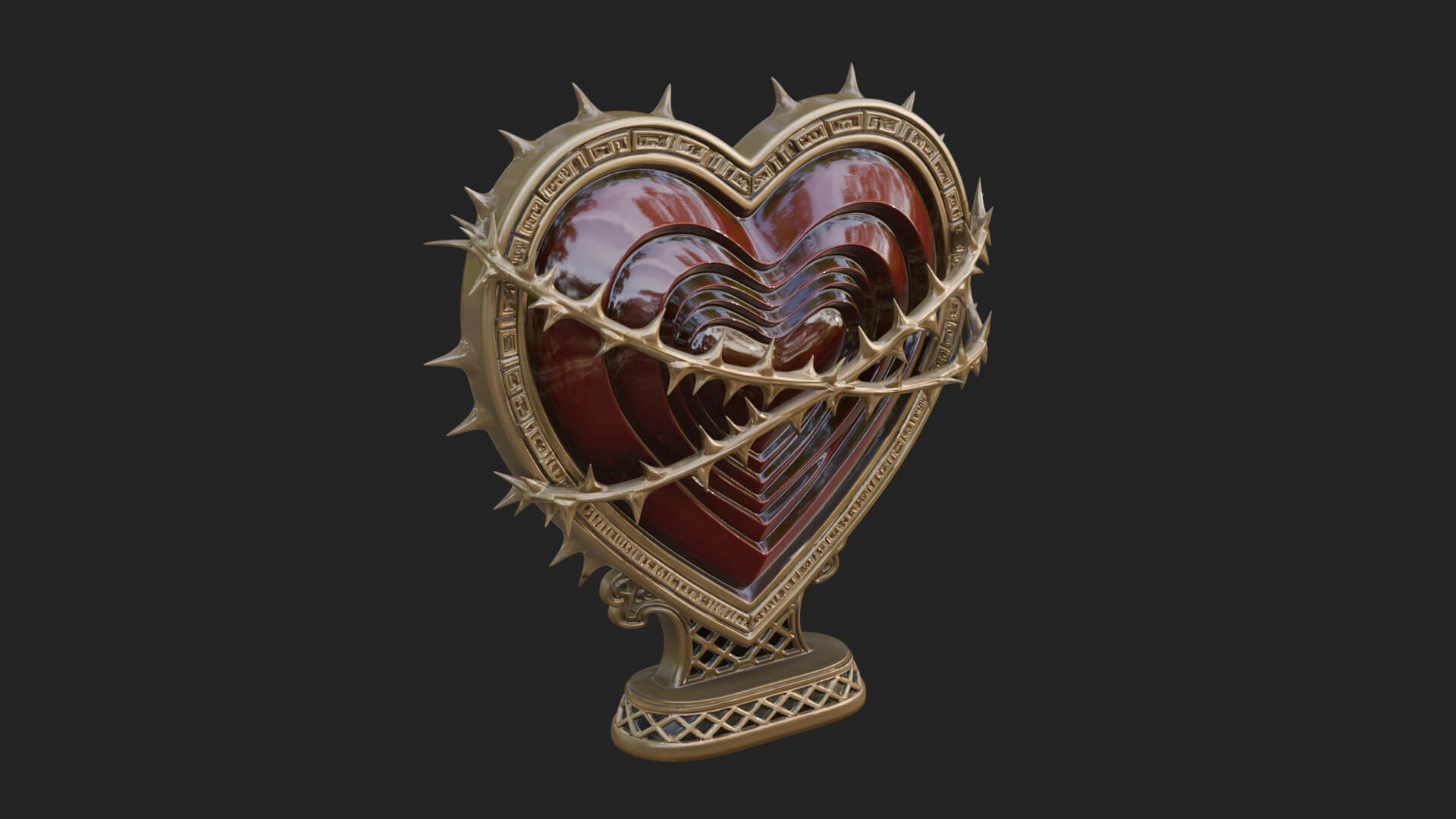 Ornate Framed Heart Plaque Design 176 3D Print Model 3D Model