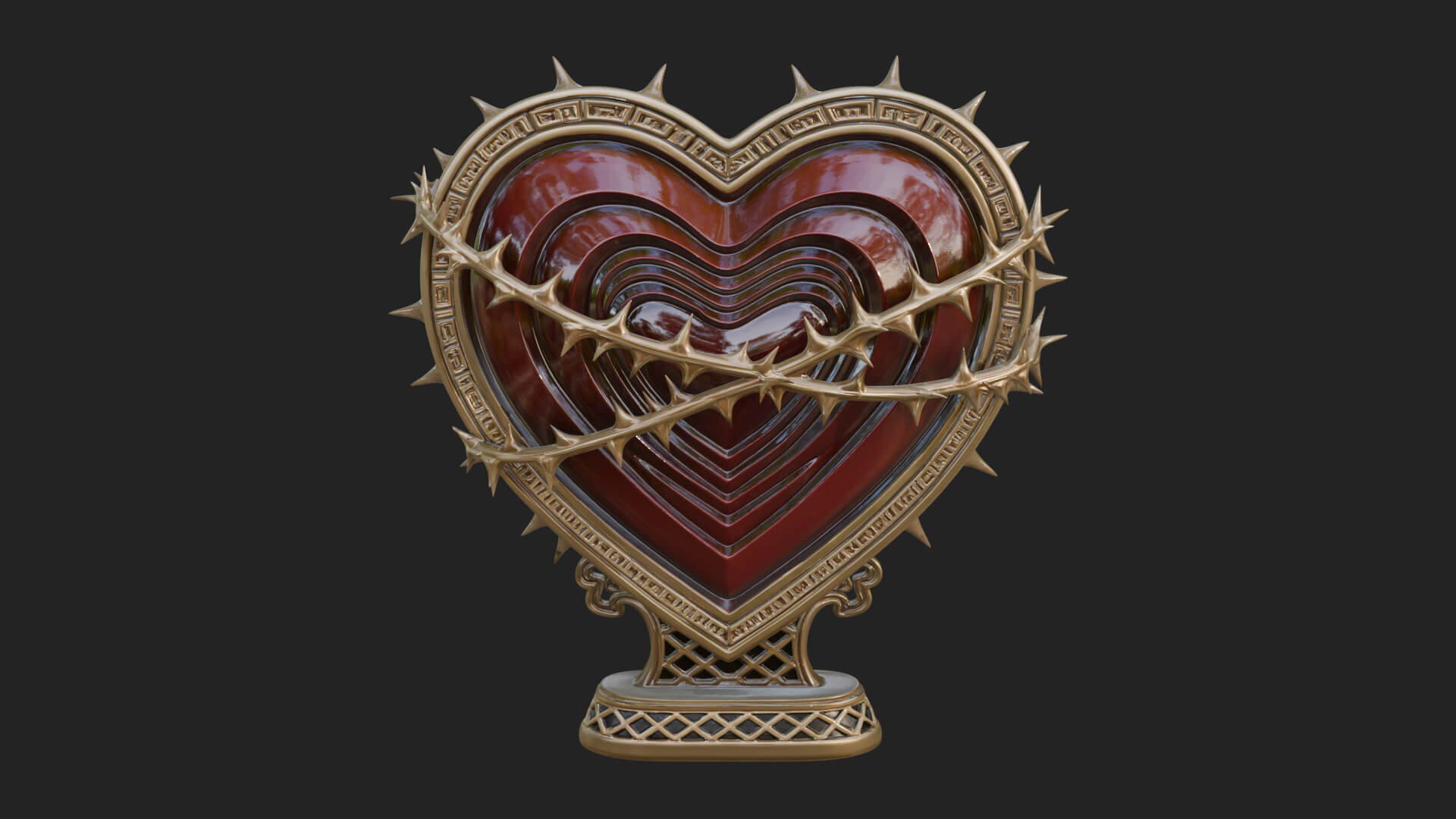 Ornate Framed Heart Plaque Design 176 3D Print Model 3D Model