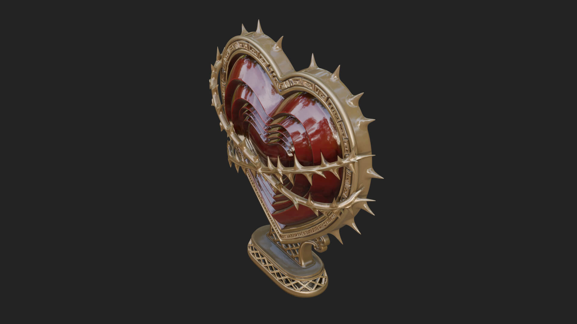 Ornate Framed Heart Plaque Design 176 3D Print Model 3D Model