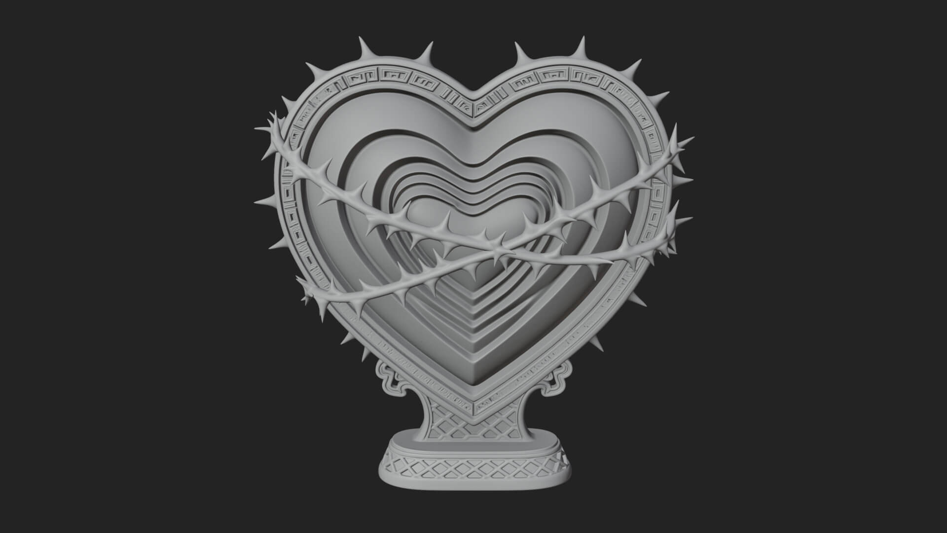 Ornate Framed Heart Plaque Design 176 3D Print Model 3D Model