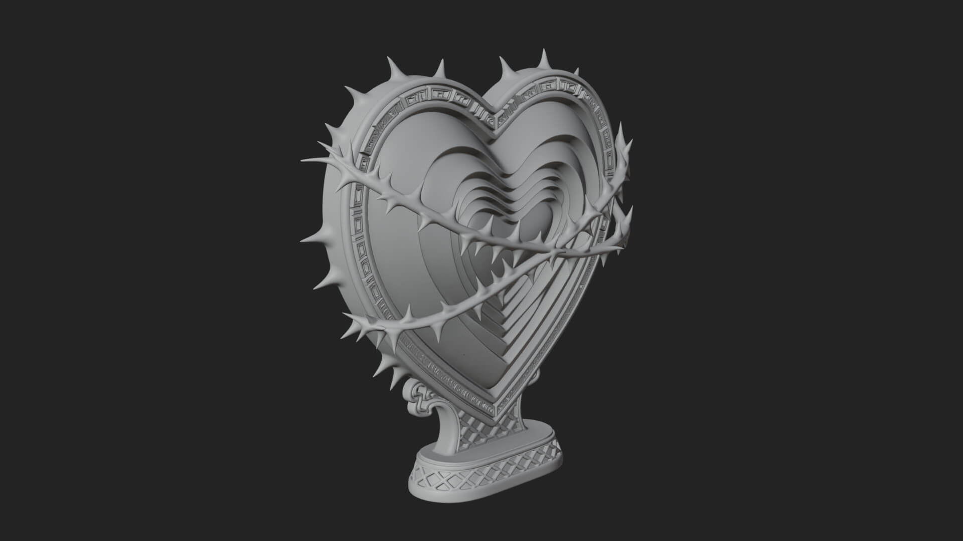 Ornate Framed Heart Plaque Design 176 3D Print Model 3D Model