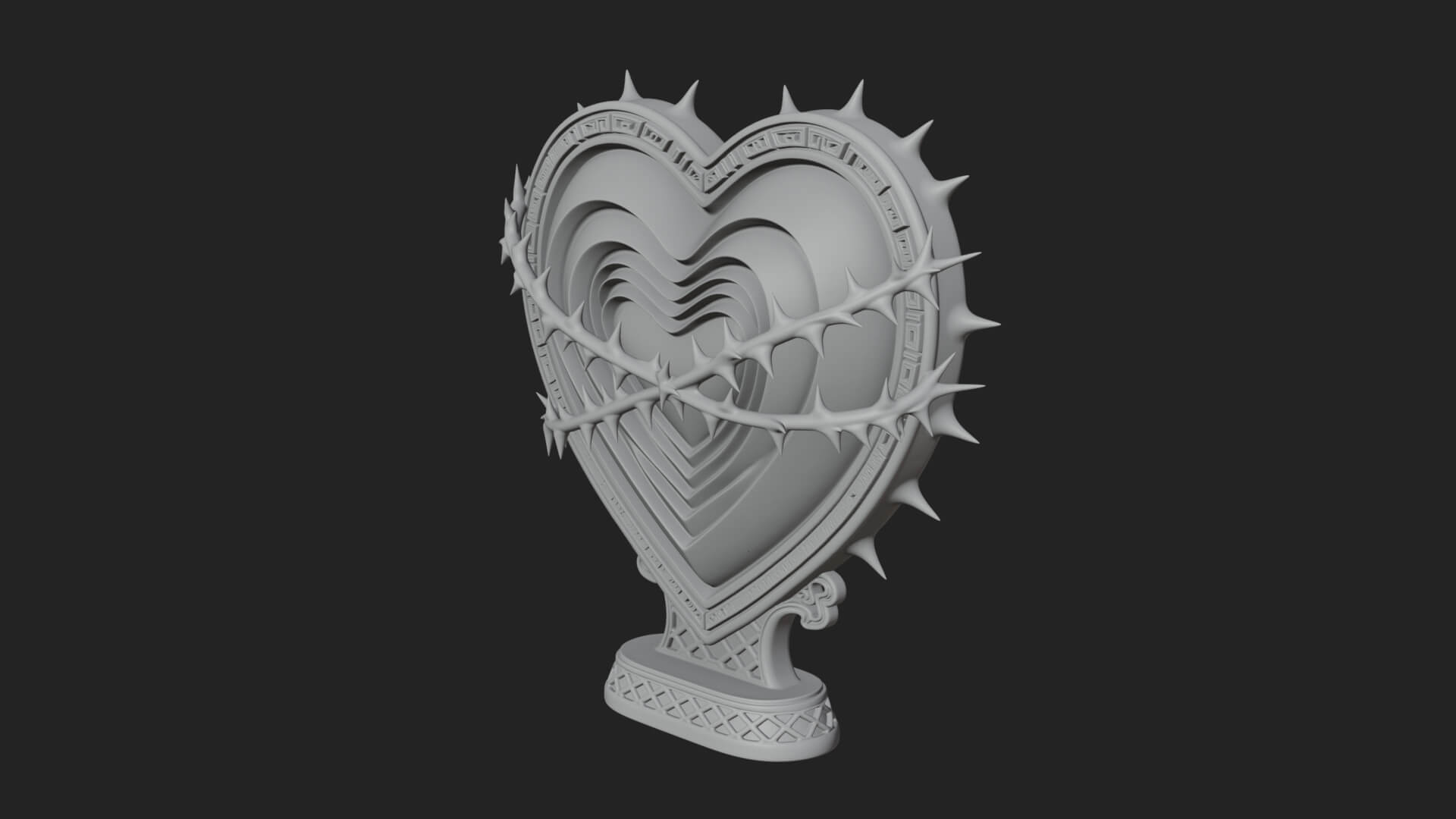 Ornate Framed Heart Plaque Design 176 3D Print Model 3D Model