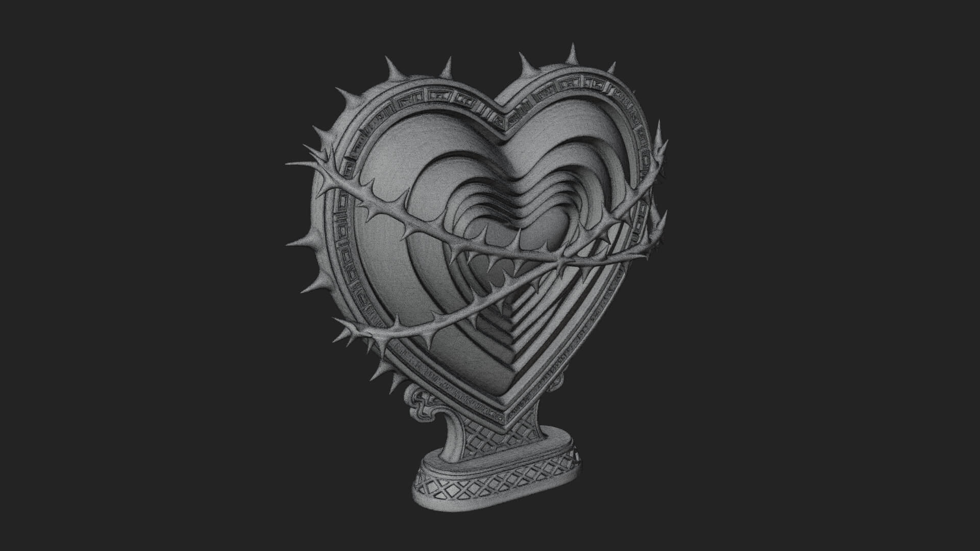 Ornate Framed Heart Plaque Design 176 3D Print Model 3D Model