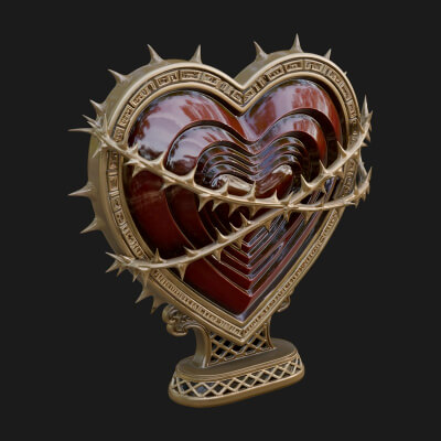 Ornate Framed Heart Plaque Design 176 3D Print Model