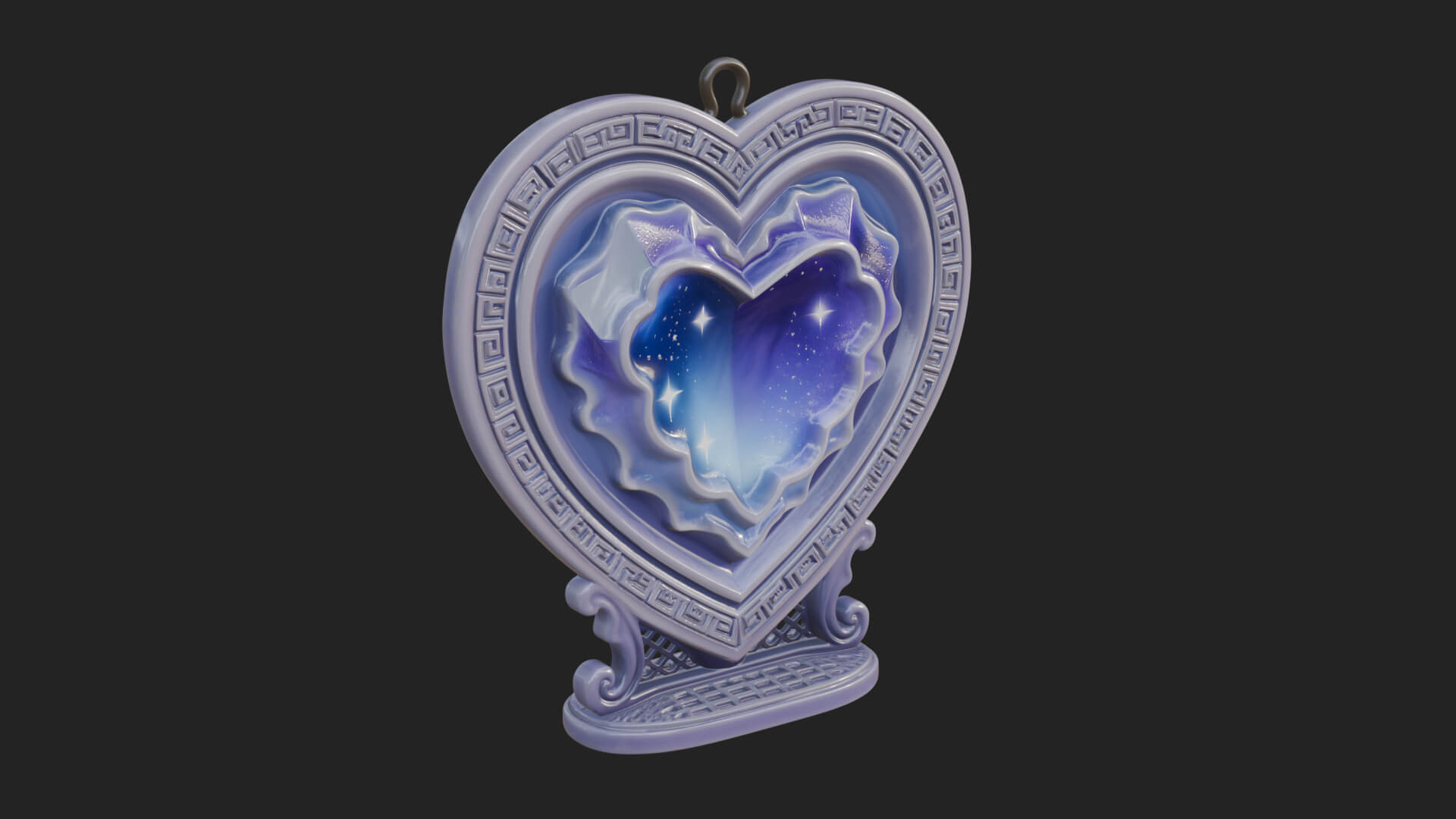 Ornate Framed Heart Plaque Design 177 3D Print Model 3D Model