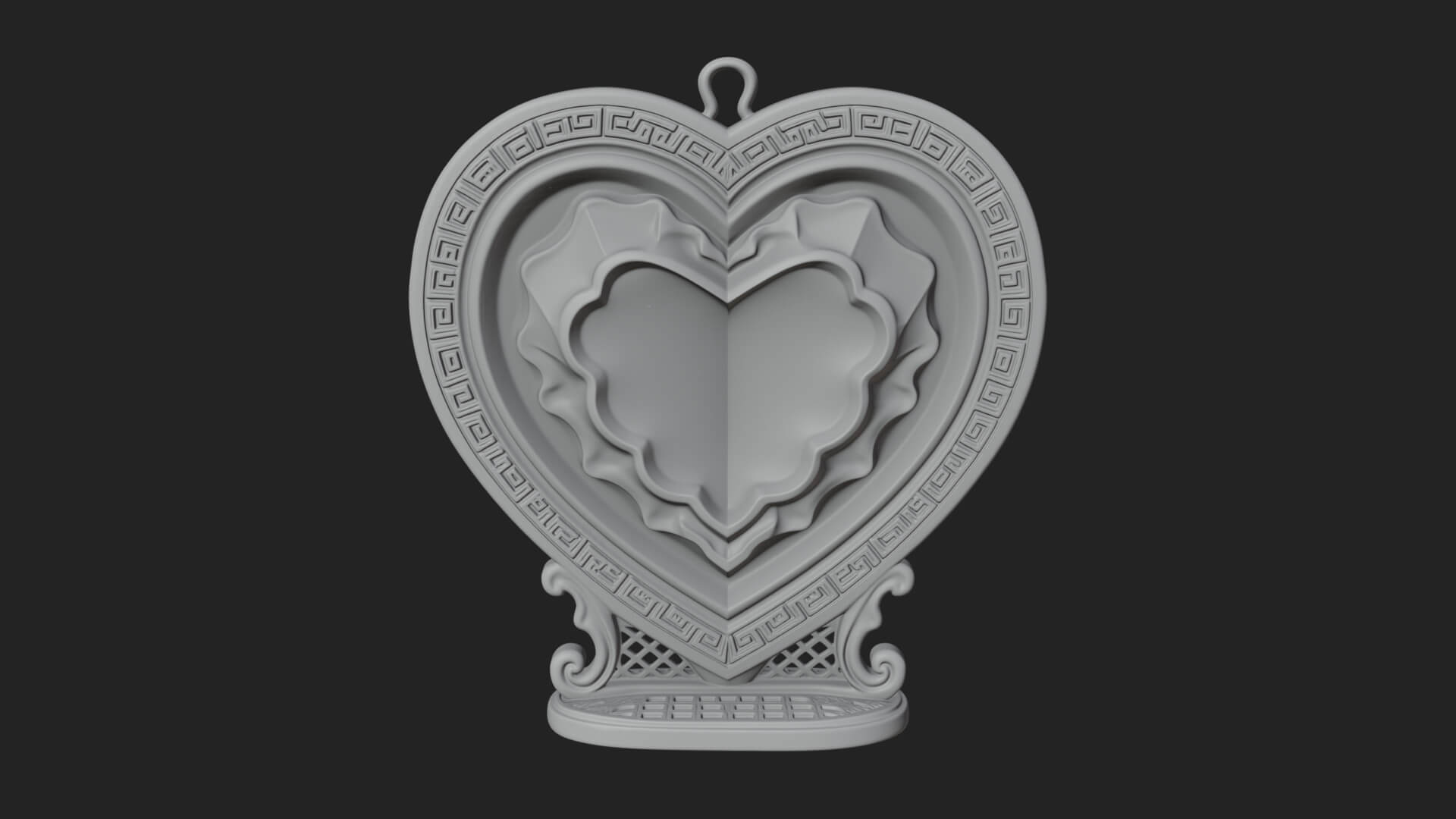 Ornate Framed Heart Plaque Design 177 3D Print Model 3D Model