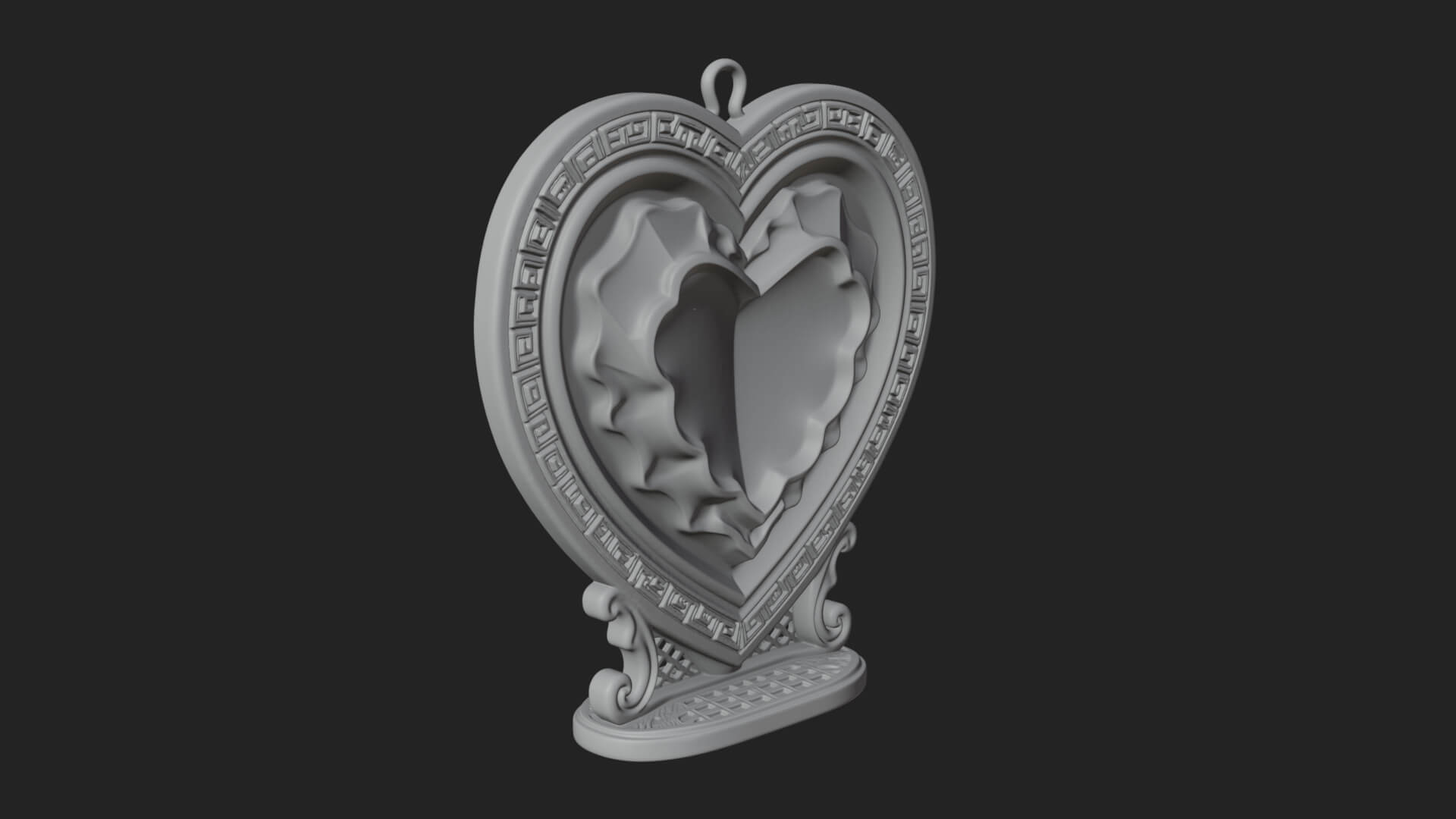 Ornate Framed Heart Plaque Design 177 3D Print Model 3D Model