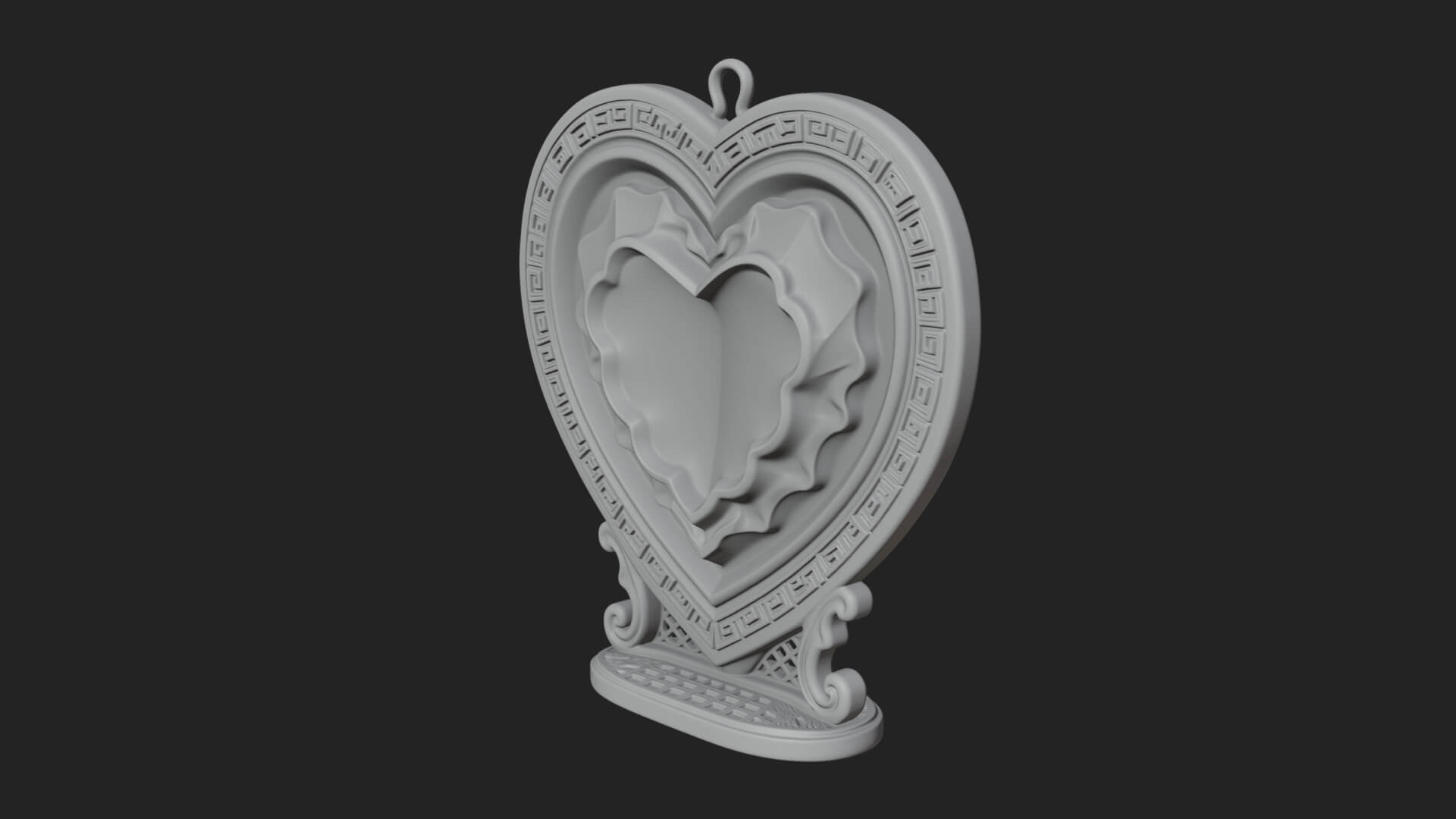 Ornate Framed Heart Plaque Design 177 3D Print Model 3D Model