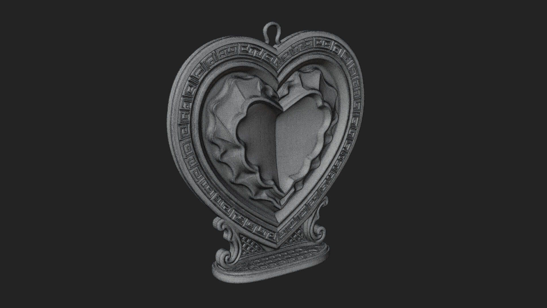 Ornate Framed Heart Plaque Design 177 3D Print Model 3D Model