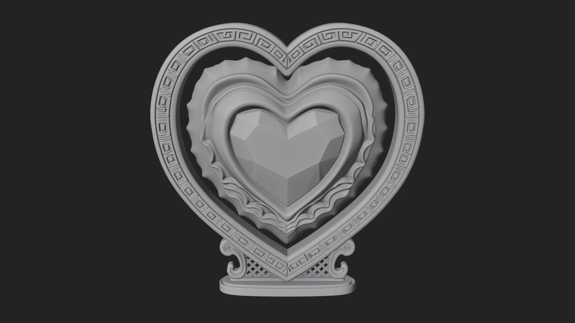 Ornate Framed Heart Plaque Design 178 3D Print Model 3D Model