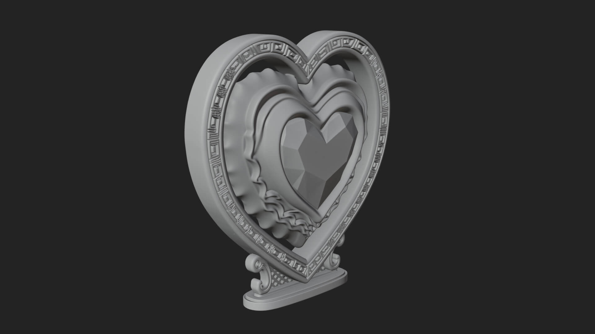 Ornate Framed Heart Plaque Design 178 3D Print Model 3D Model