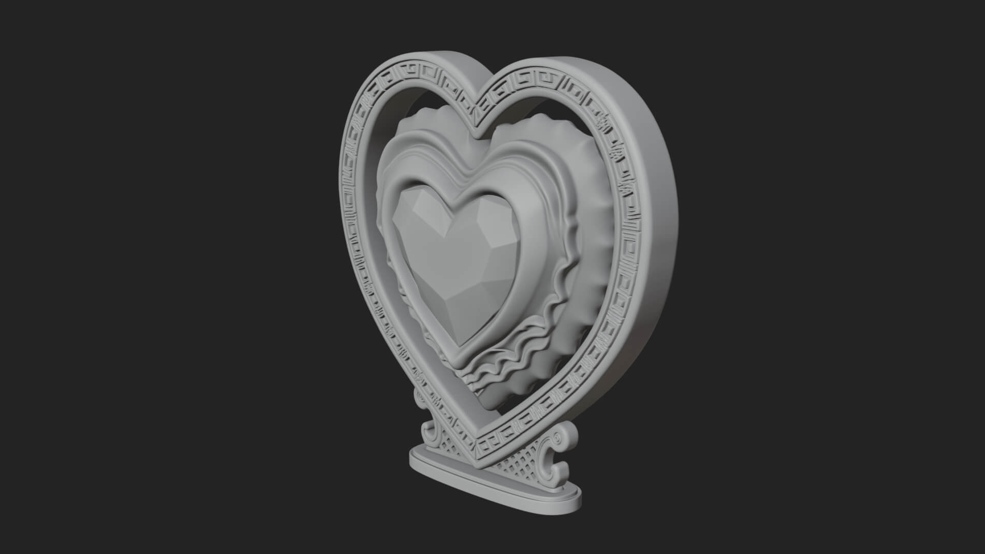 Ornate Framed Heart Plaque Design 178 3D Print Model 3D Model