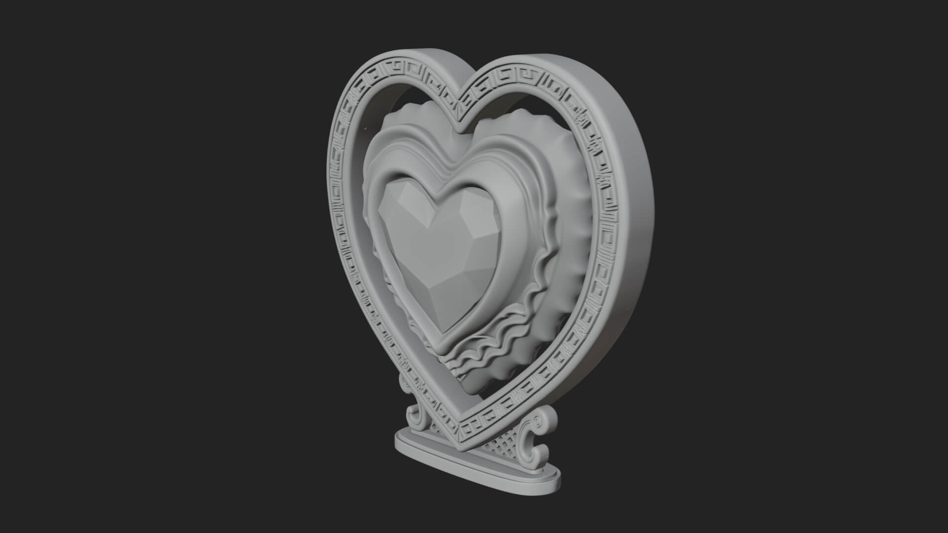 Ornate Framed Heart Plaque Design 178 3D Print Model 3D Model