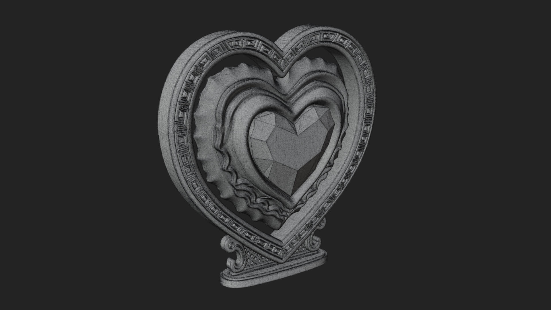 Ornate Framed Heart Plaque Design 178 3D Print Model 3D Model