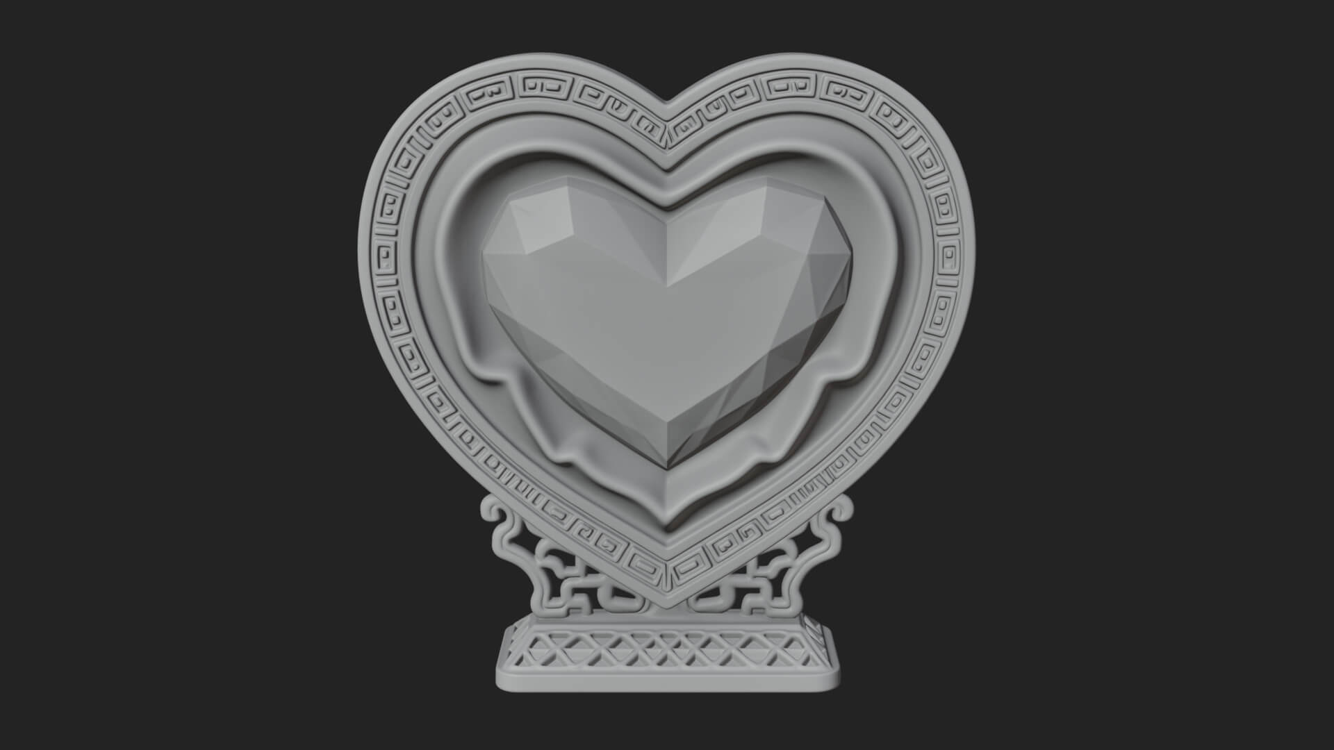 Ornate Framed Heart Plaque Design 179 3D Print Model 3D Model