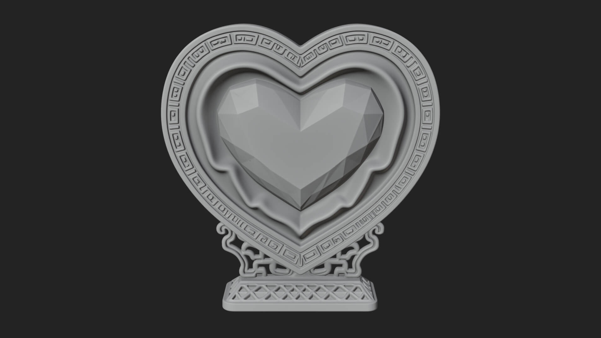 Ornate Framed Heart Plaque Design 179 3D Print Model 3D Model