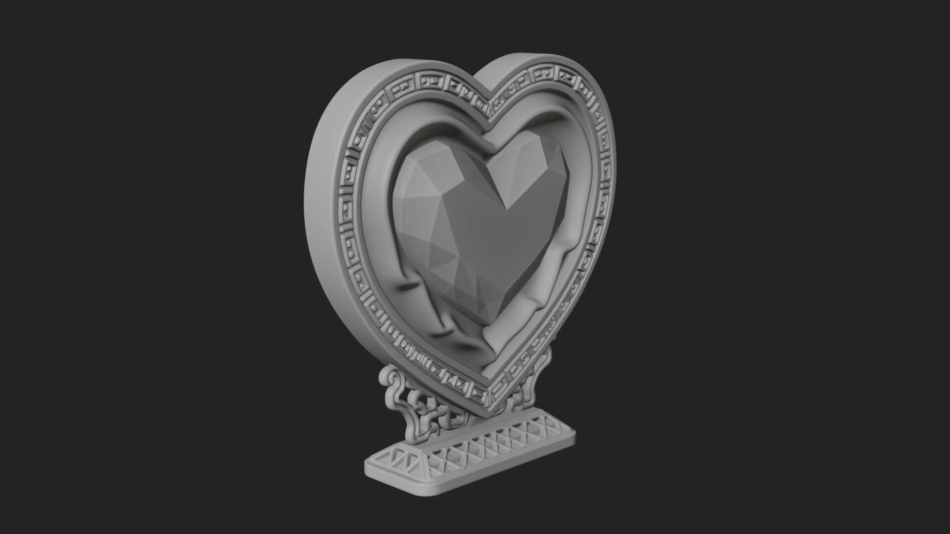 Ornate Framed Heart Plaque Design 179 3D Print Model 3D Model