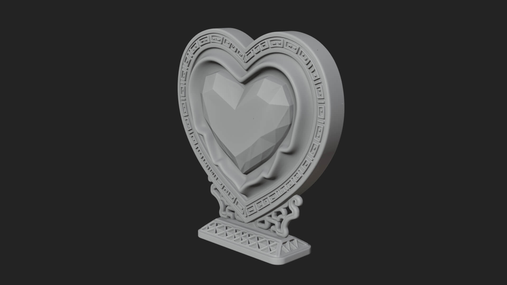 Ornate Framed Heart Plaque Design 179 3D Print Model 3D Model