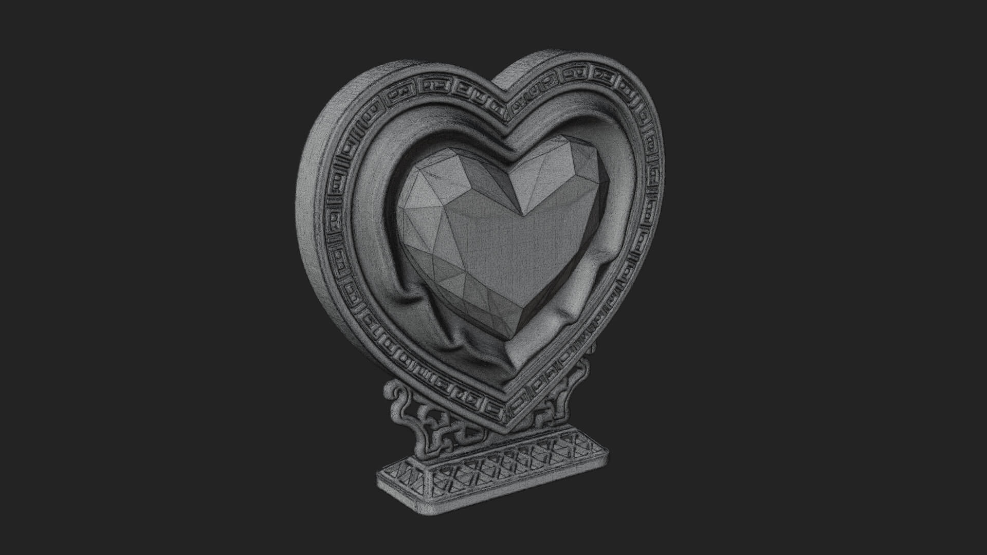 Ornate Framed Heart Plaque Design 179 3D Print Model 3D Model