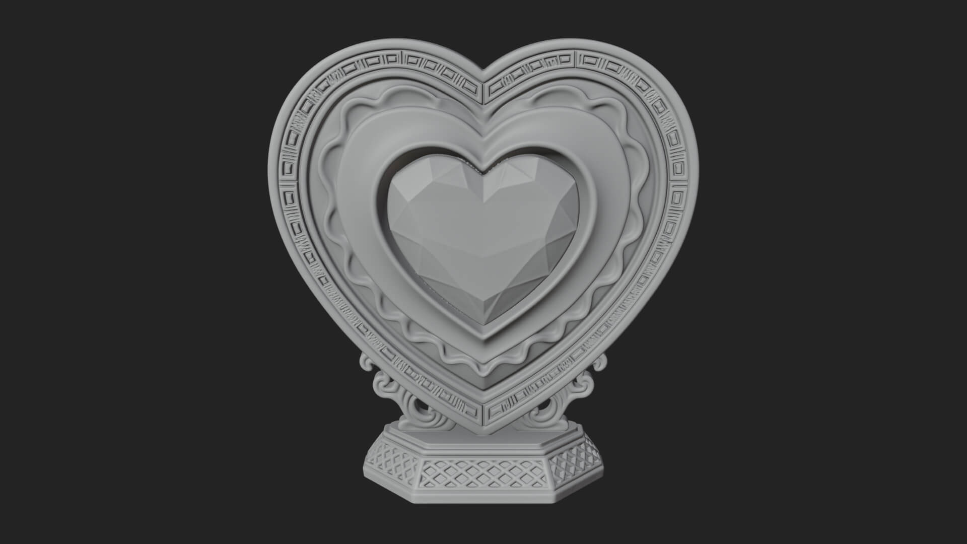 Ornate Framed Heart Plaque Design 180 3D Print Model 3D Model