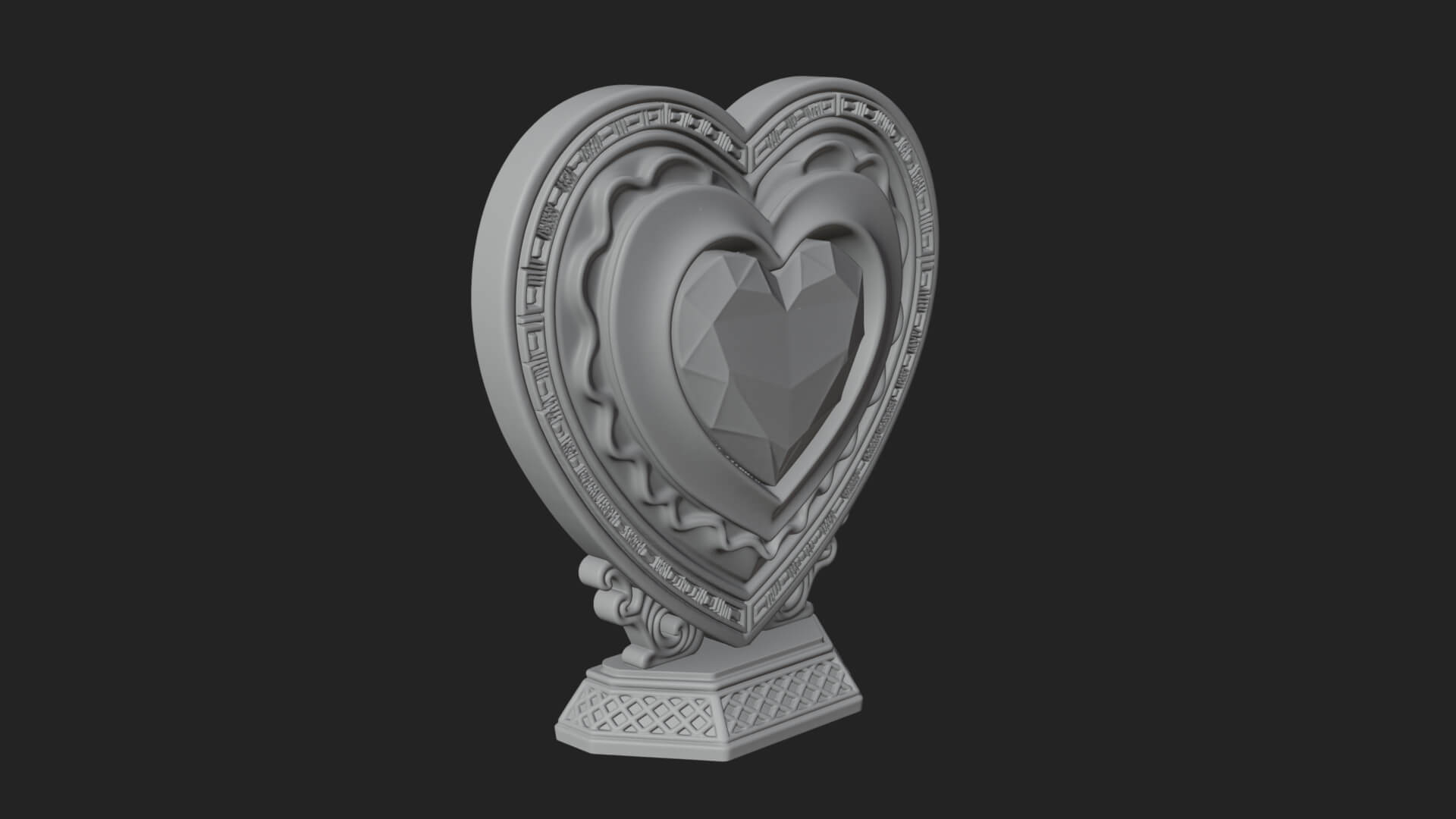Ornate Framed Heart Plaque Design 180 3D Print Model 3D Model
