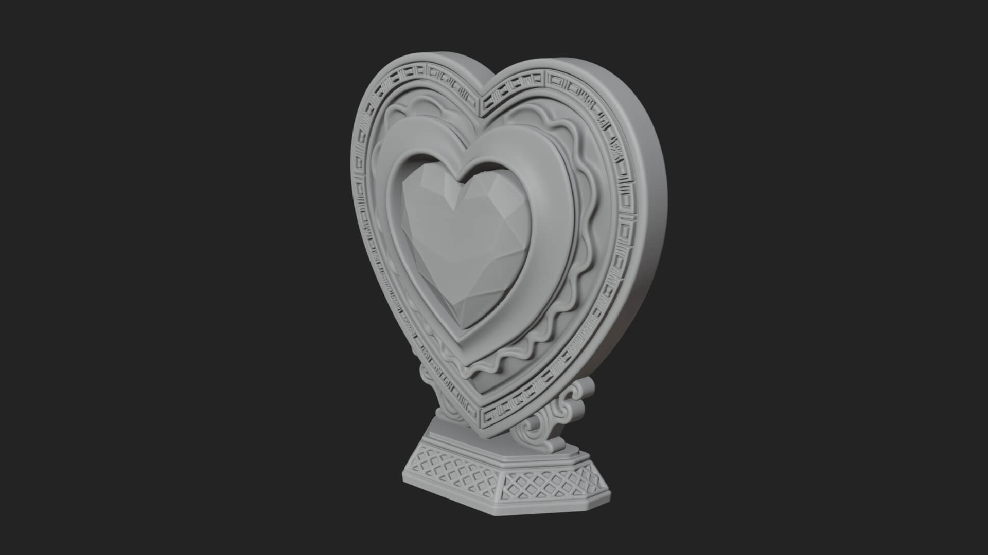 Ornate Framed Heart Plaque Design 180 3D Print Model 3D Model