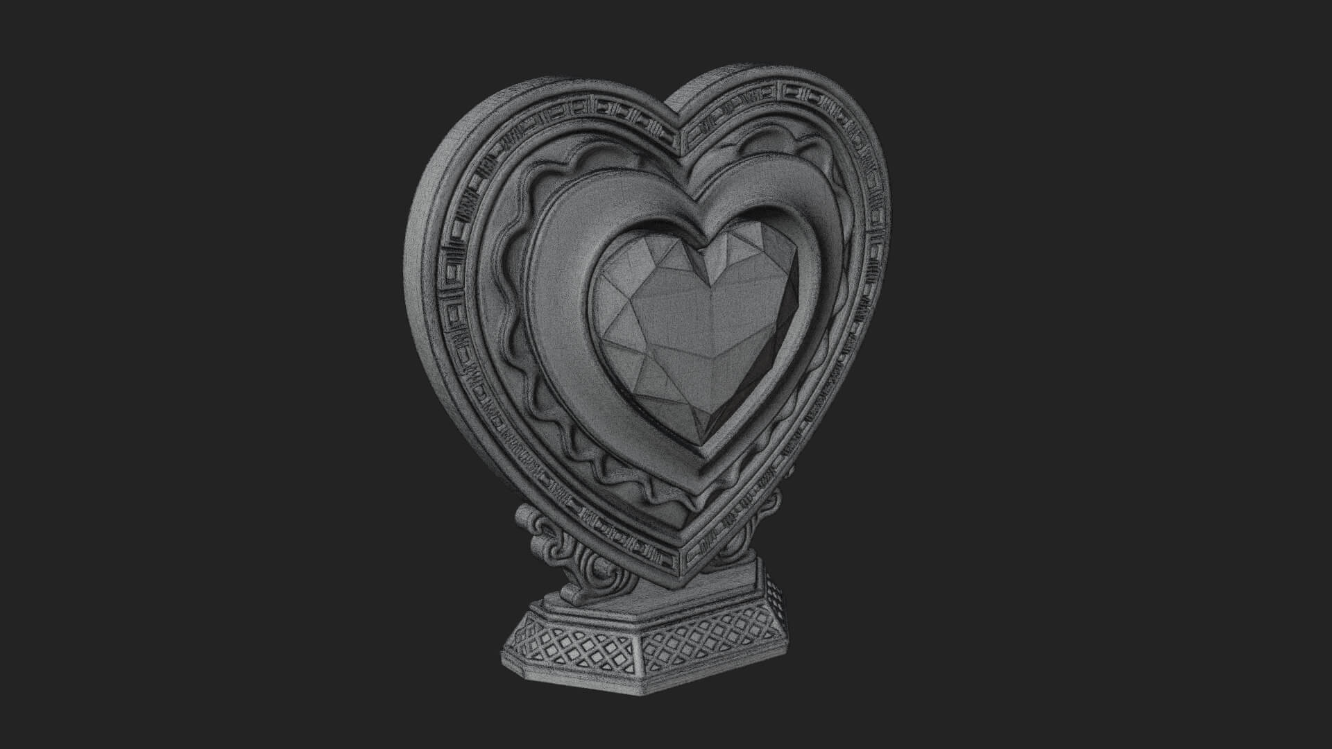 Ornate Framed Heart Plaque Design 180 3D Print Model 3D Model