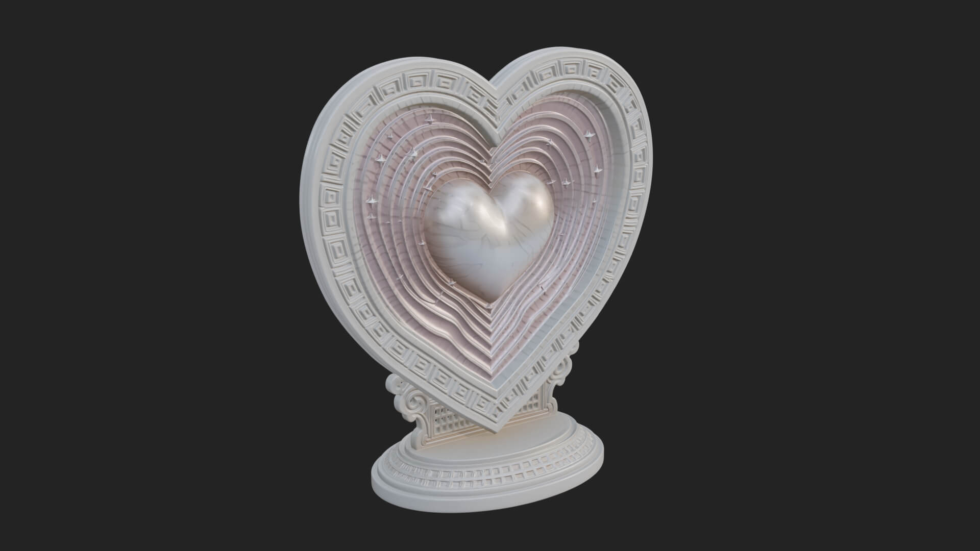Ornate Framed Heart Plaque Design 181 3D Print Model 3D Model