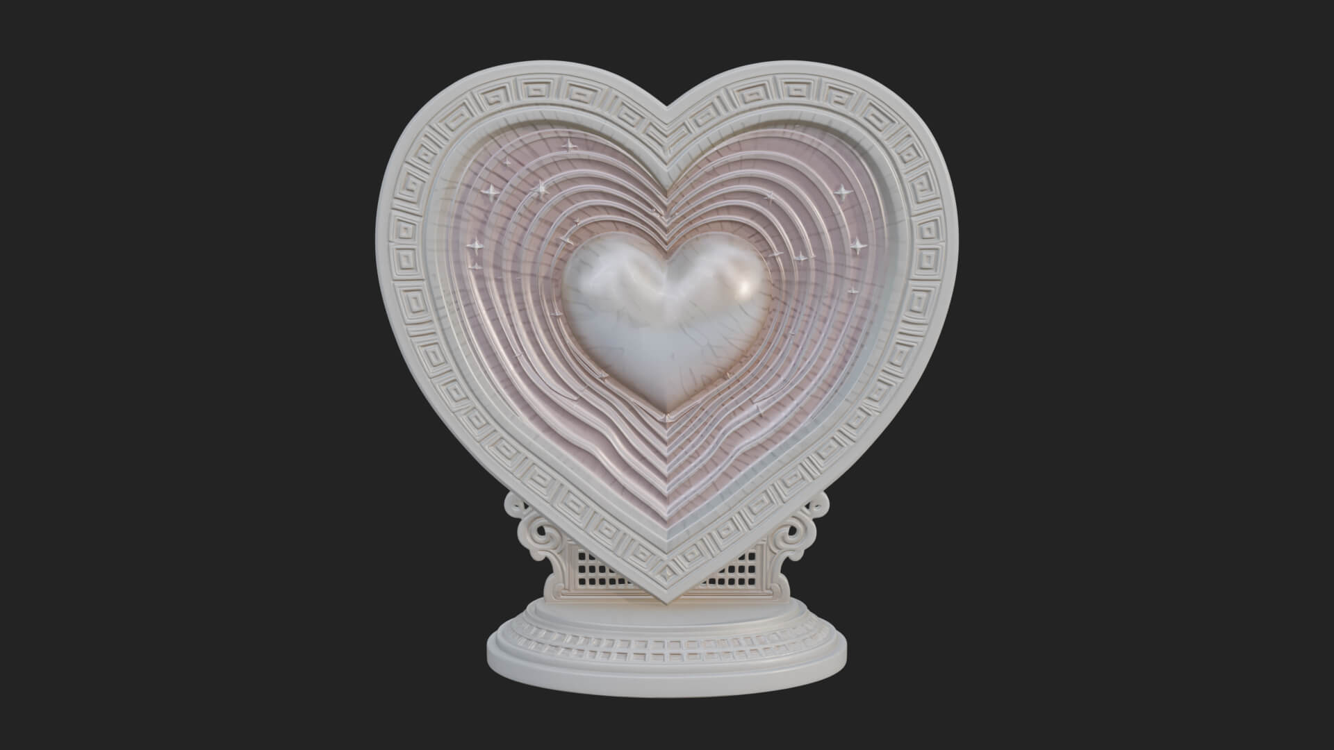 Ornate Framed Heart Plaque Design 181 3D Print Model 3D Model