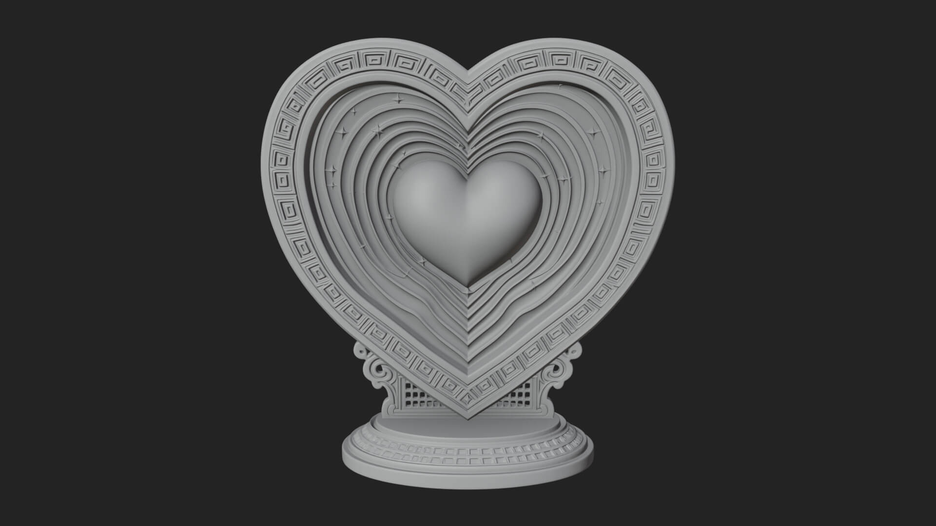 Ornate Framed Heart Plaque Design 181 3D Print Model 3D Model