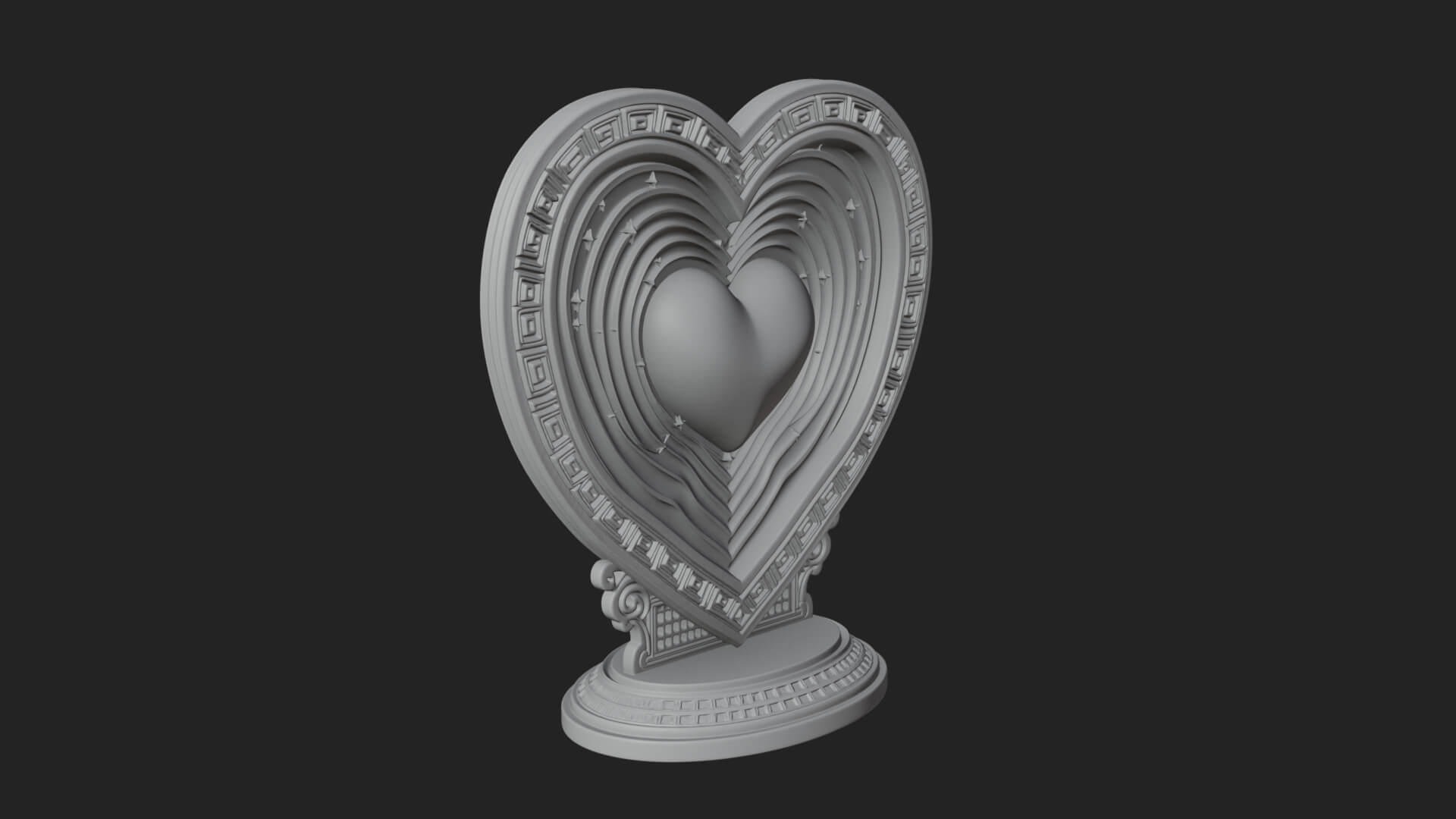 Ornate Framed Heart Plaque Design 181 3D Print Model 3D Model
